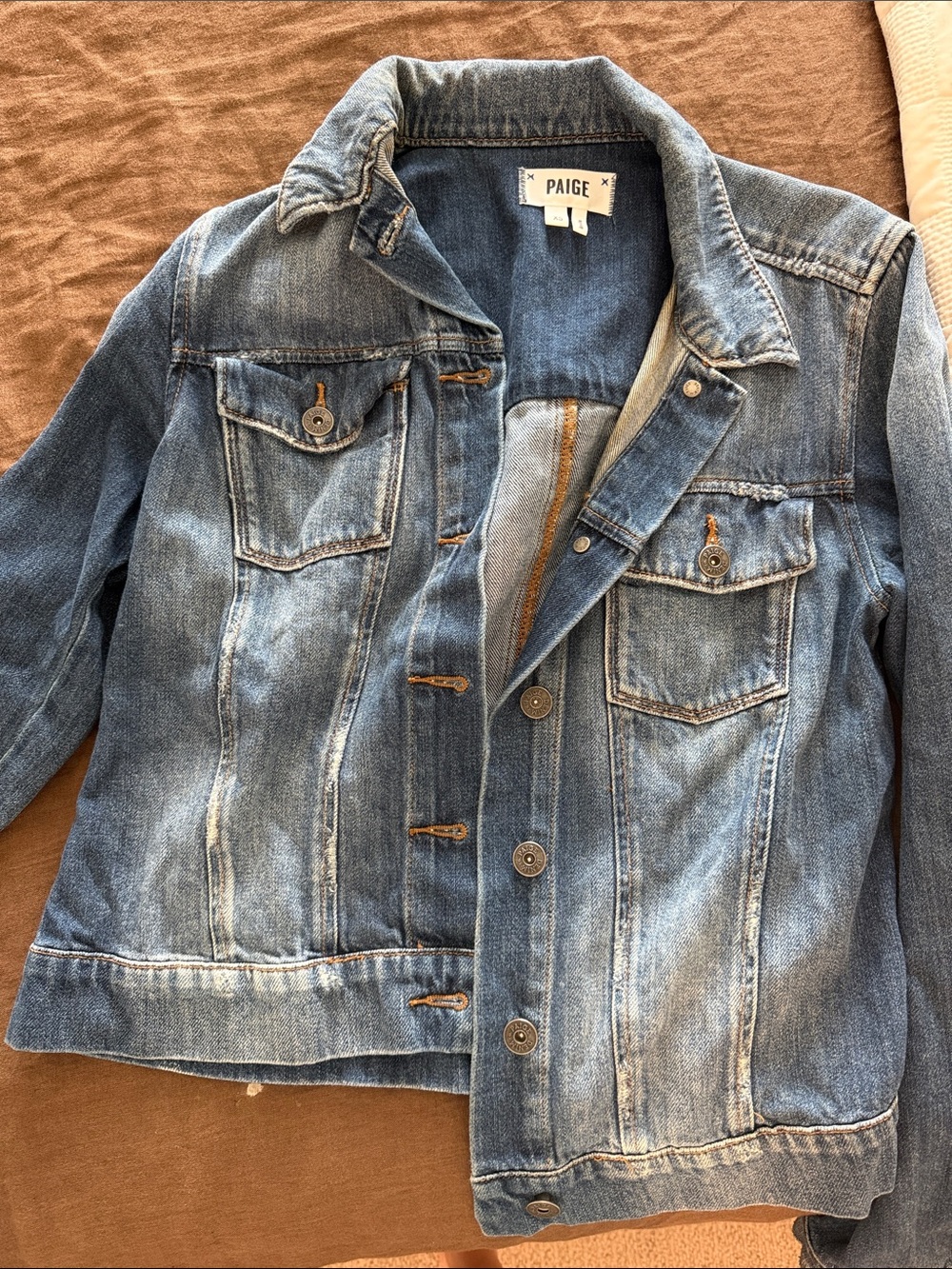 PAIGE Faded Blue Trucker Denim Jacket